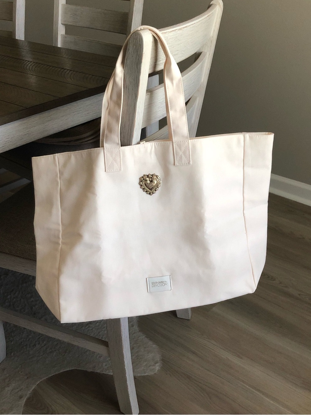 Dolce & Gabbana Devotion Cream Tote with Gold Heart Medallion | NWOT - Picture 2 of 6